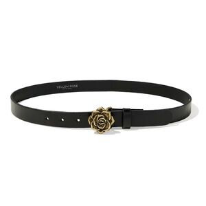 Yellow Rose by Kendra Scott Rose Buckle Belt in Black Leather